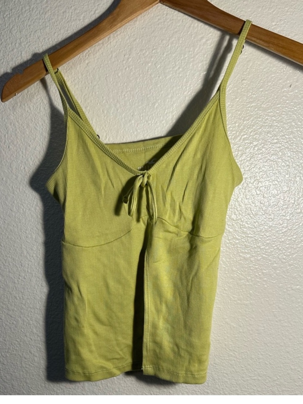 Hollister Lime Green Ribbed Tie-Front Cami